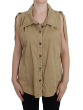 PLEIN SUD Beige Cotton Sleeveless Shirt -   -  PLEIN SUD.